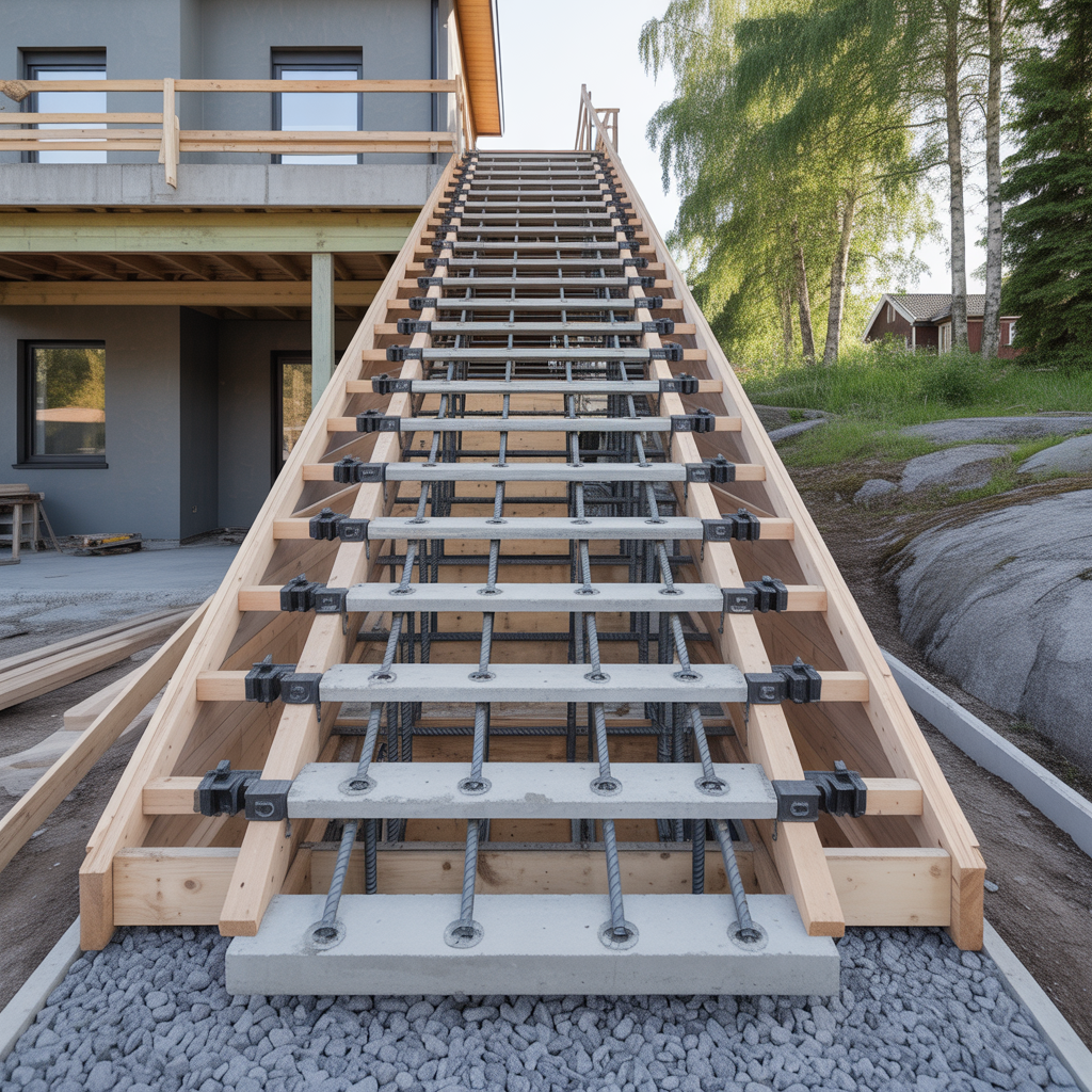 armering av betongtrappa guide till matt bockning och tacksk