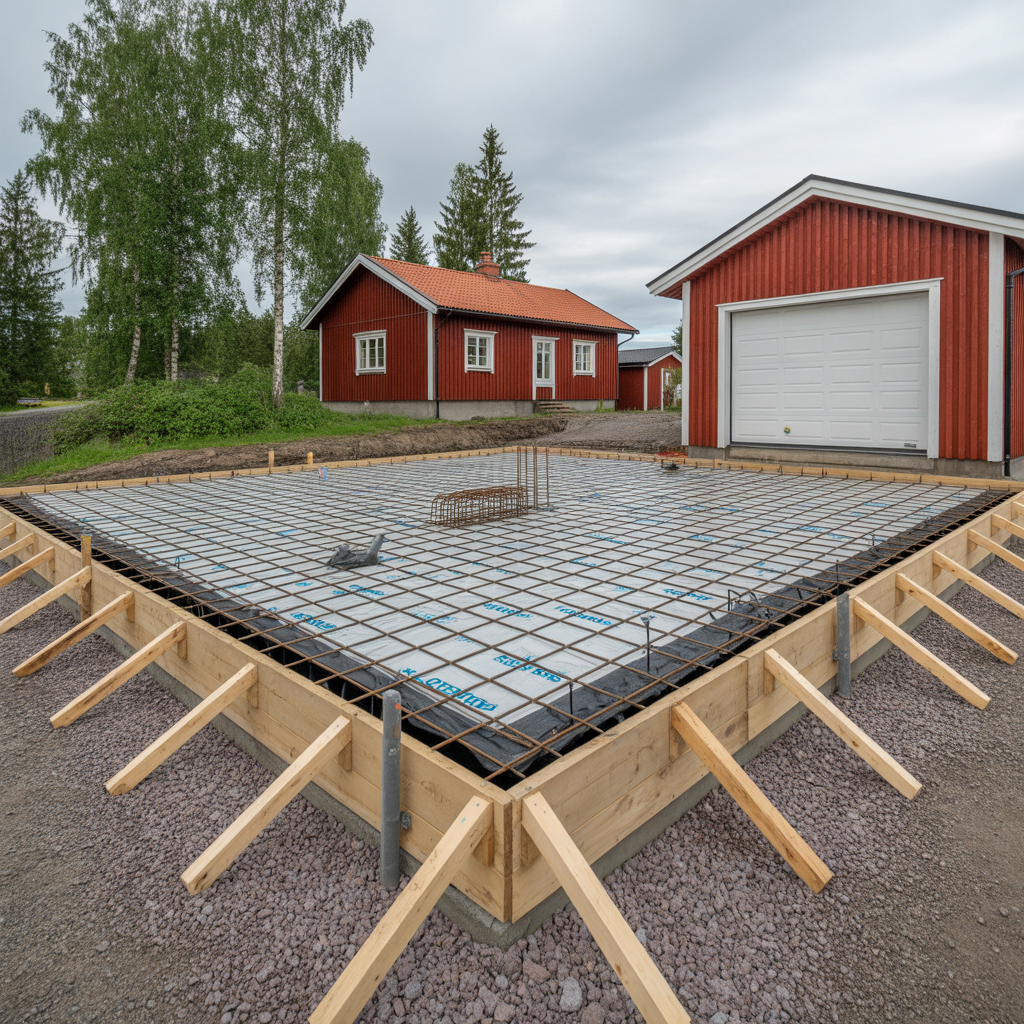 gjuta betongplatta till garage checklista steg for steg